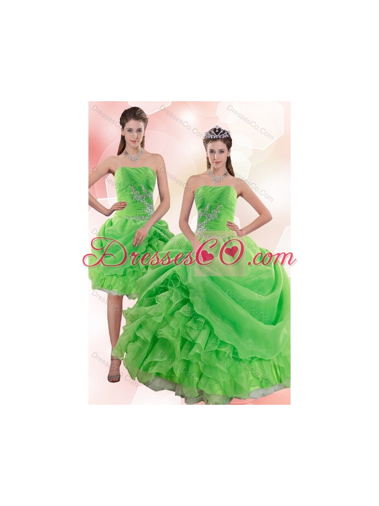 Detachable  Pick Ups and Beading Quinceanera Skirts in Spring Green
