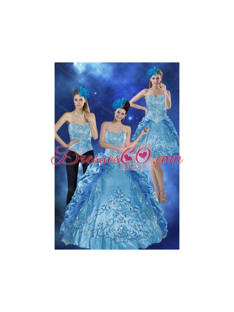 Detachable  Teal Quinceanera Skirts with Embroidery and Pick Ups