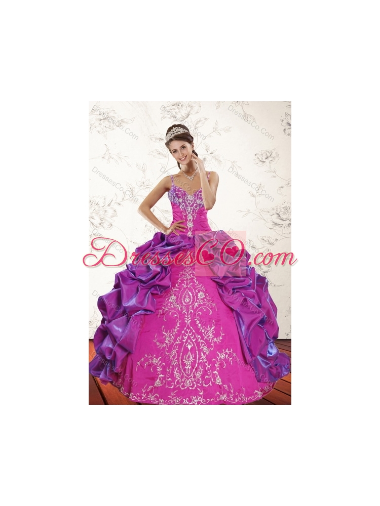Detachable Pick Ups and Embroidery Multi Color  Quinceanera Dress with Sweep Train
