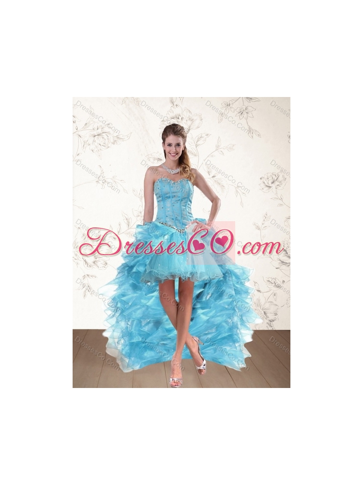 In Stock  Multi Color Quinceanera Dress with Ruffles and Beading