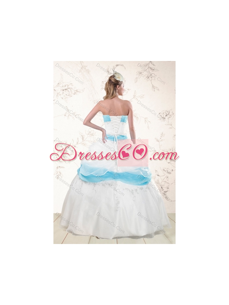In Stock Strapless Floor Length Sweet Sixteen Dress with Appliques