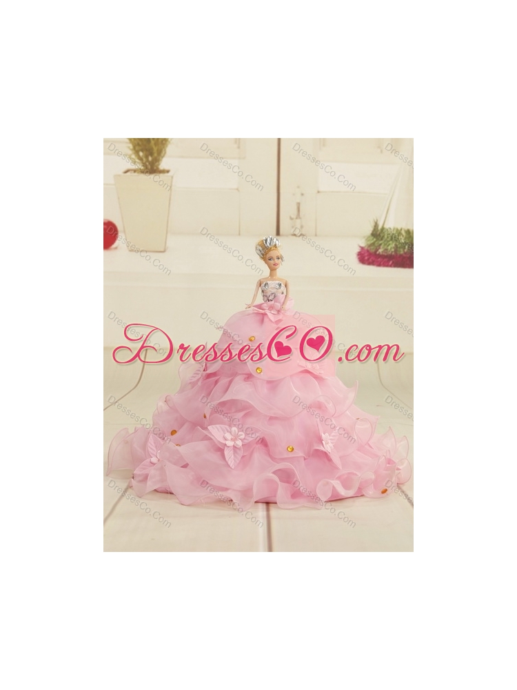 In Stock Strapless Floor Length Sweet Sixteen Dress with Appliques