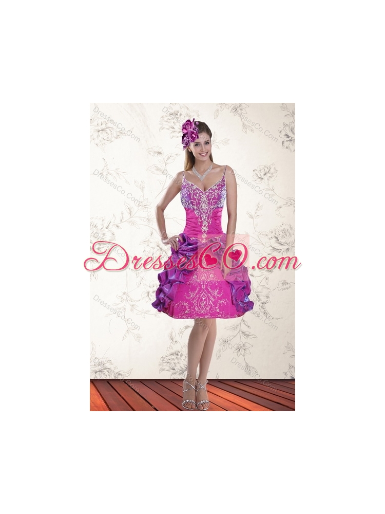 Multi Color In Stock Sweep Train  Quince Dress with Pick Ups and Embroidery
