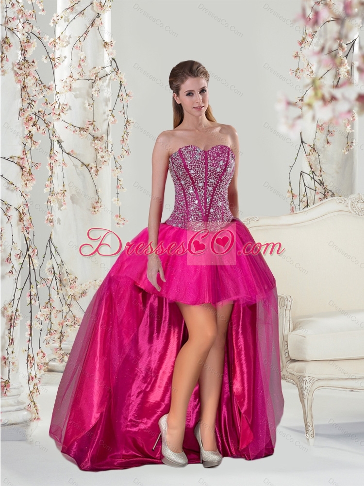 Luxurious Beading Hot Pink Prom Dresses