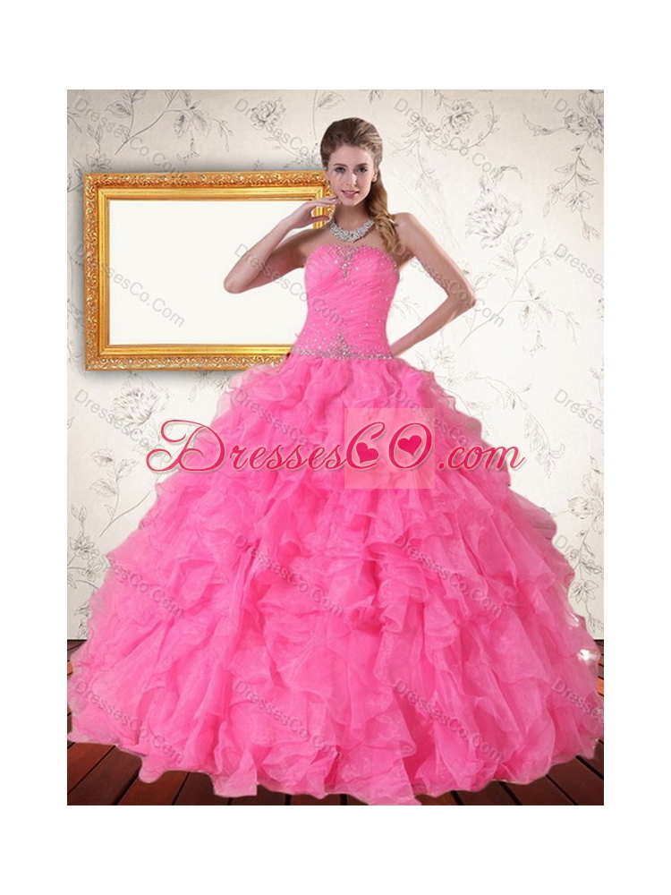 Detachable Strapless Quinceanera Dress with Beading and Ruffles