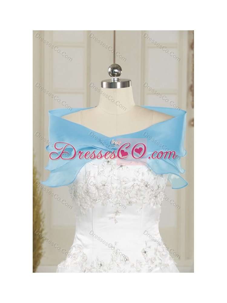 Gorgeous Detachable Baby Blue Strapless Quinceanera Dress with Beading