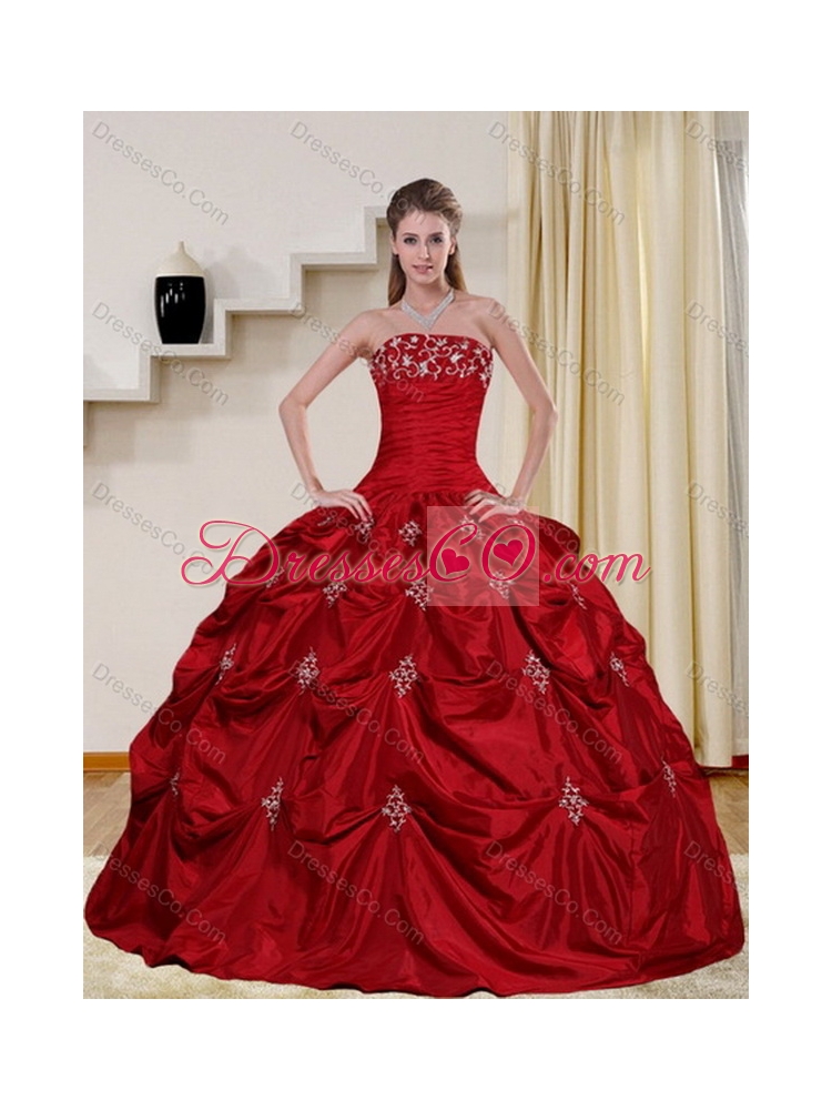 Strapless Latest Quinceanera Dress with Embroidery and Pick Ups