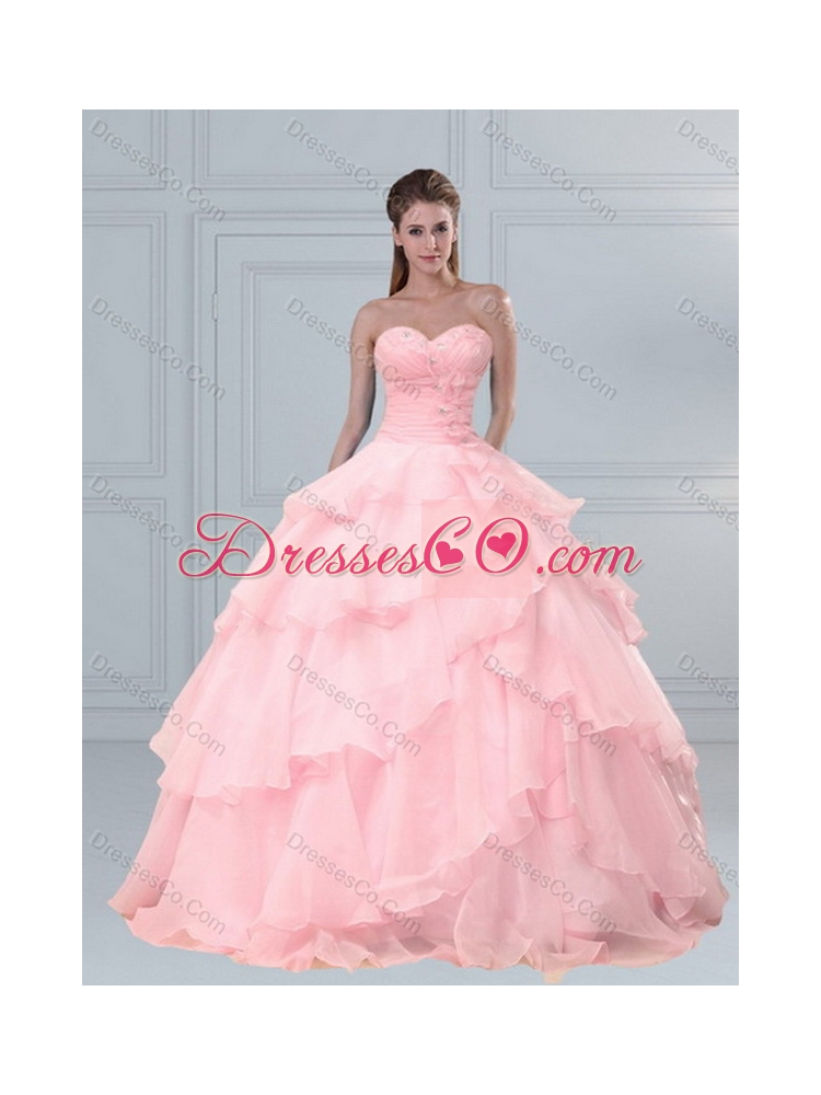 Latest   Quinceanera Dress with Ruffled Layers and Beading