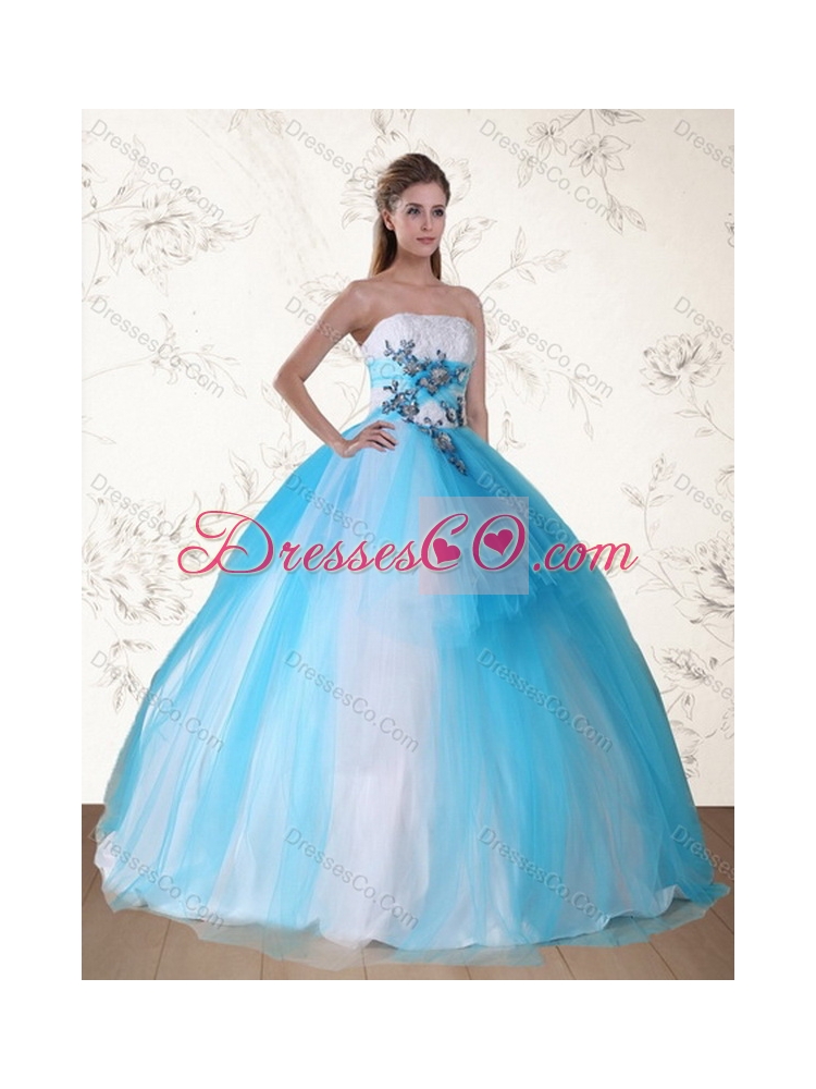 Pretty Multi Color Latest Quinceanera Dress with Appliques and Beading