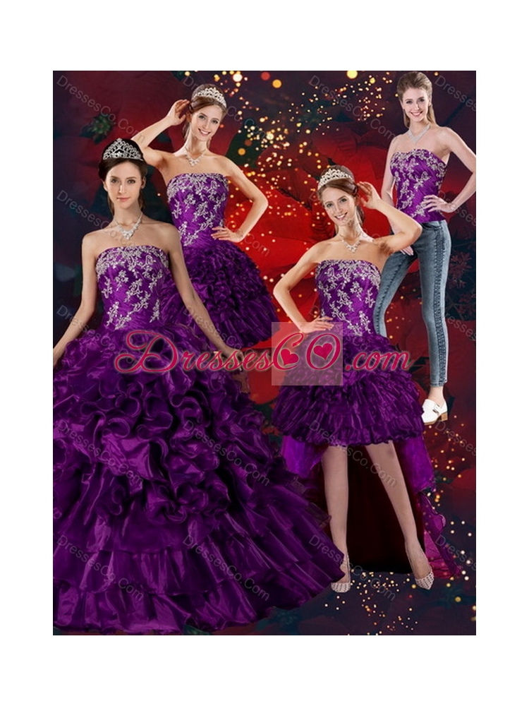 Strapless Ball Gown Quinceanera Dress with Embroidery and Ruffles