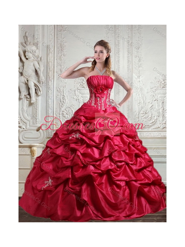 Unique Appliques and Pick Ups Red Sweet Sixteen Dress