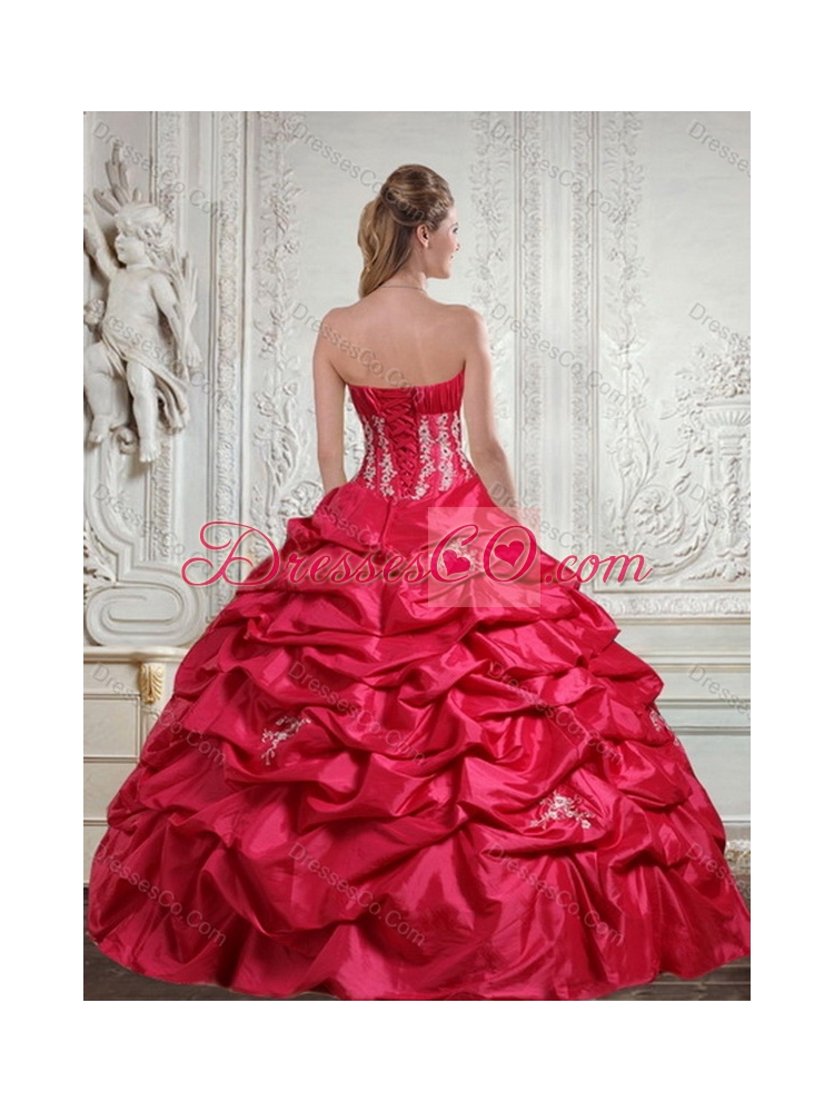 Unique Appliques and Pick Ups Red Sweet Sixteen Dress
