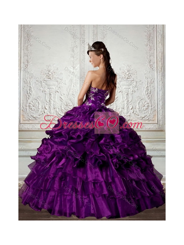Ball Gown Strapless Quinceanera Dress with Embroidery and Ruffles