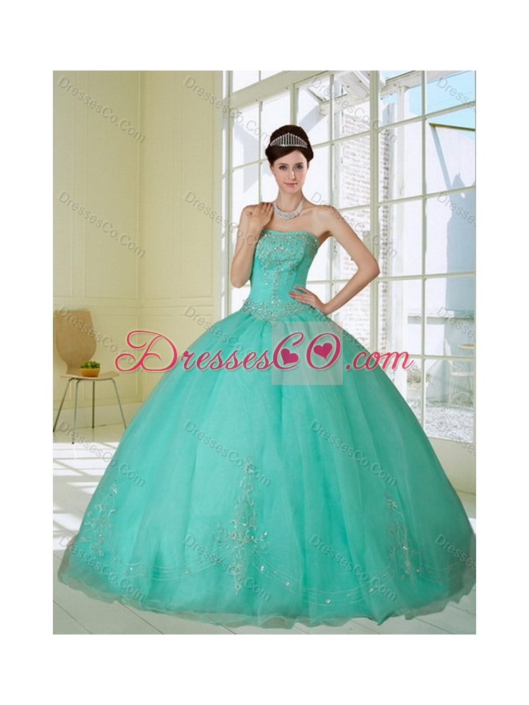 Classic Appliques and Beading Quinceanera Dress in Apple Green