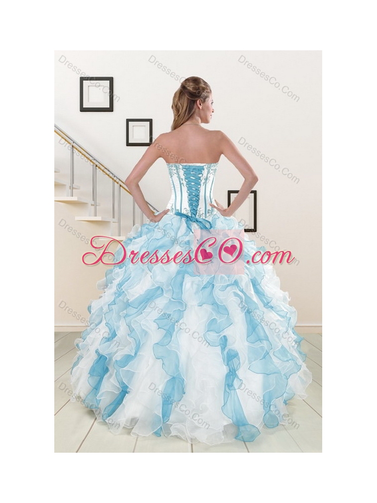 Classic Appliques and Ruffles Quince Dress in Multi Color