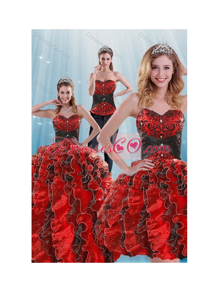 Fashionable Beading and Ruffles Multi color Latest Dress Quince