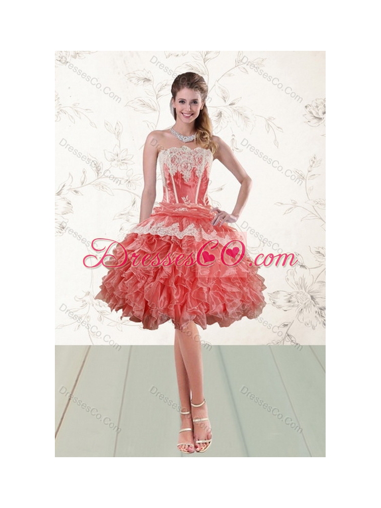Fashionable Strapless  Quinceanera Dress in Watermelon