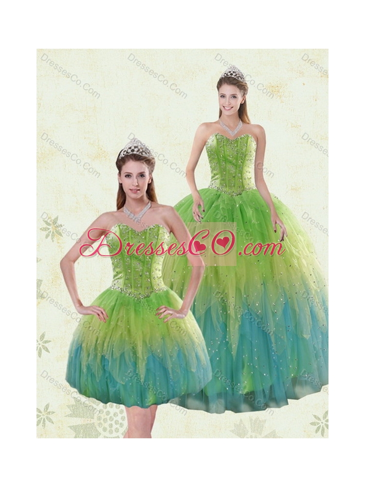 Luxurious Multi Color Quinceanera Dress with Appliques and Ruffles
