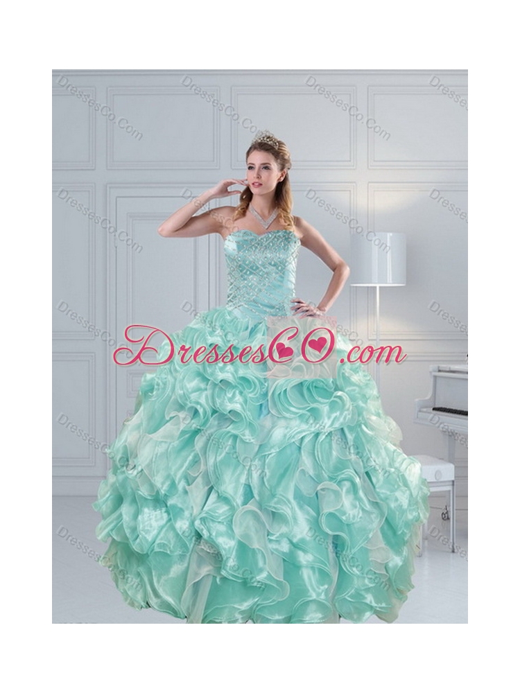 Luxurious Strapless Beading Quinceanera Dress in Aqual Blue