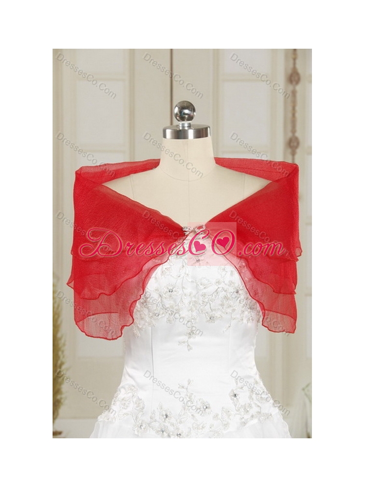 New Style Strapless Appliques and Ruffles Pretty Quinceanera Dress in Watermelon
