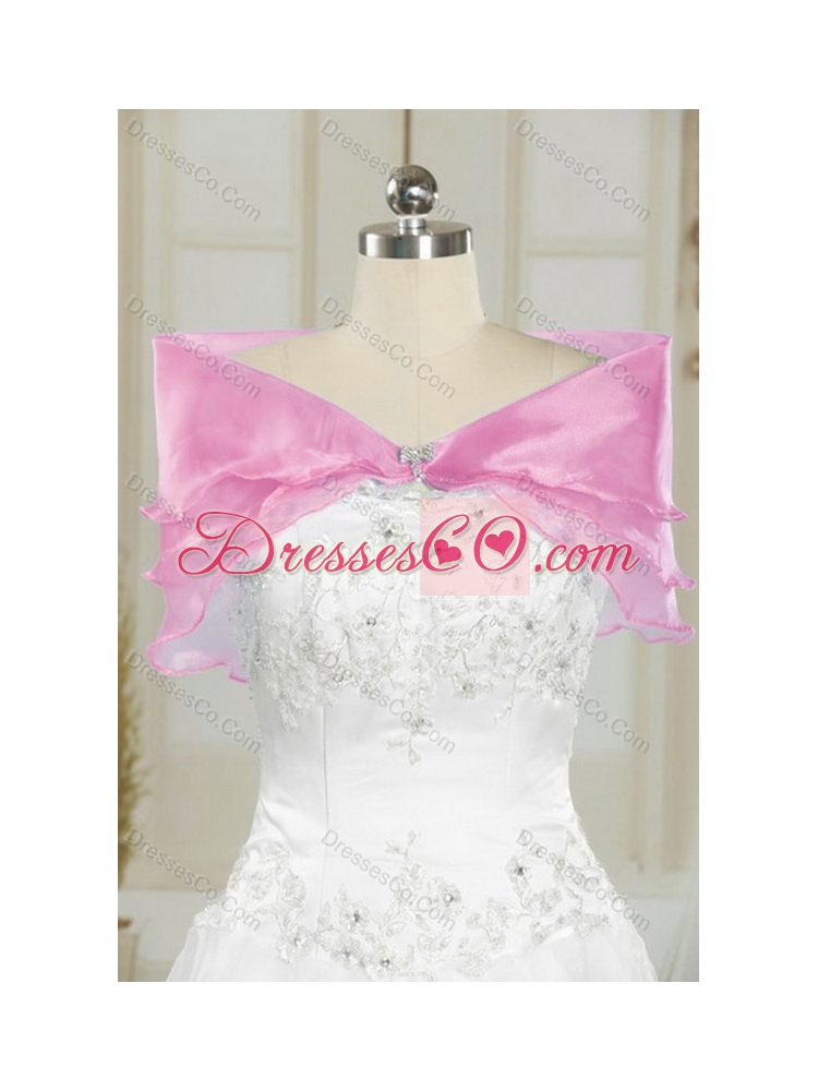 Pretty and Classic  Baby Pink Quince Dress with Beading and Ruffles