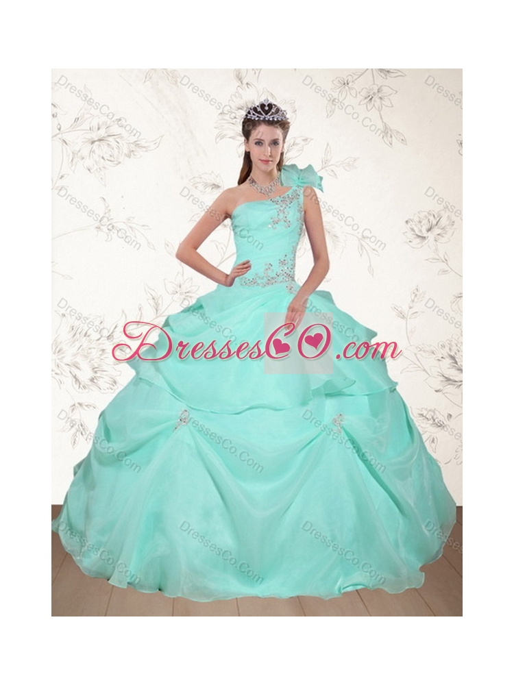 Pretty Apple Green Quince Dress with Beading and Appliques
