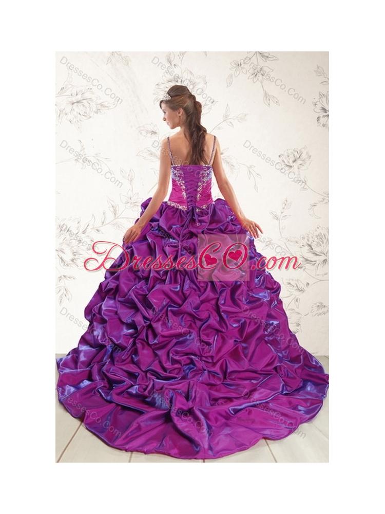 Sweep Train Multi Color Quince Dress with Embroidery
