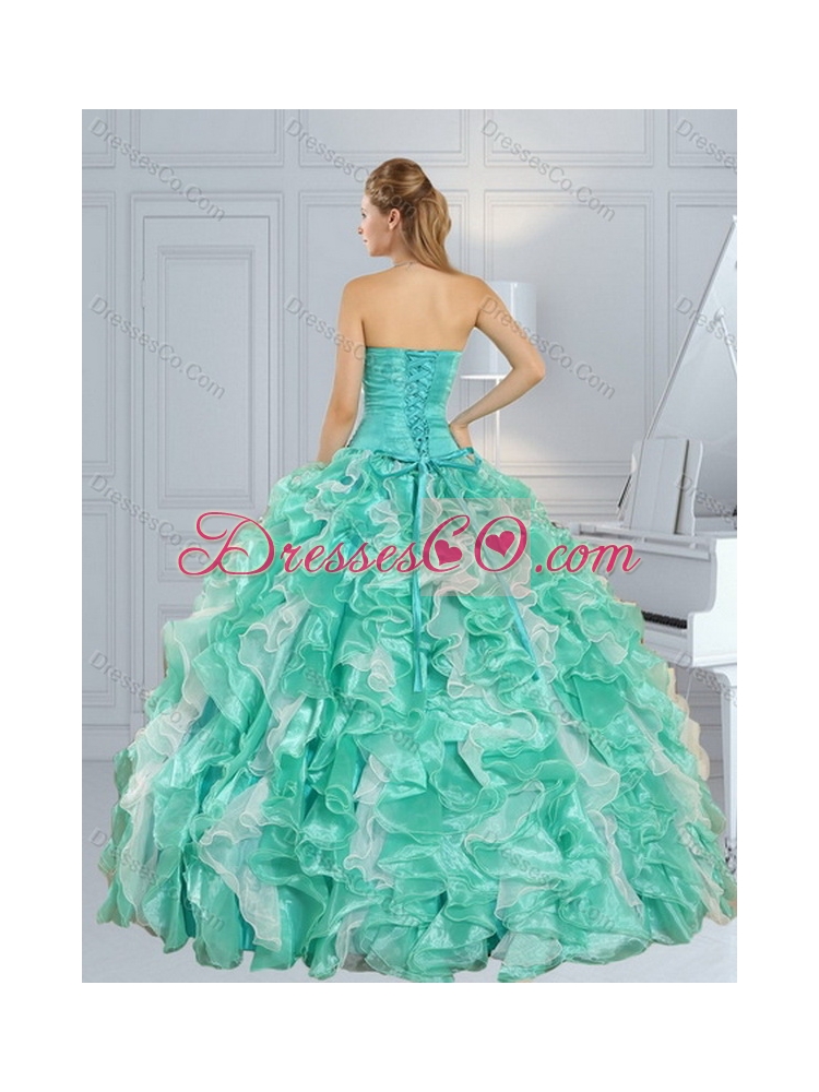 Apple Green  Quinceanera Dress with Ruffles and Beading