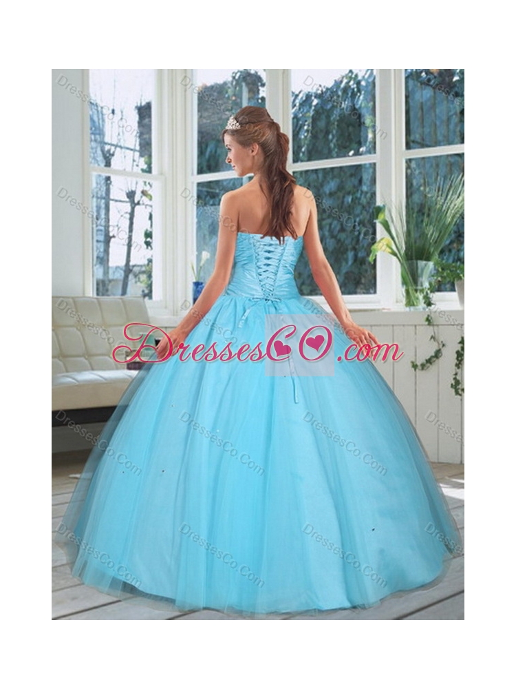 Cute Baby Blue Beaded Quinceanera Dress for