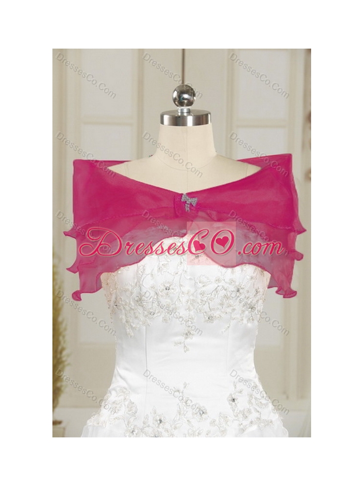 Fashionable  Strapless Hot Pink Quinceanera Dress with Beading and Lace