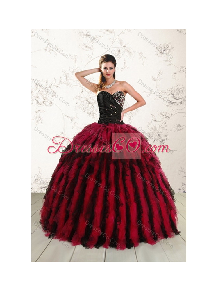 Fashionable Multi Color Latest Sweet Sixteen Dress with Beading and Ruffles