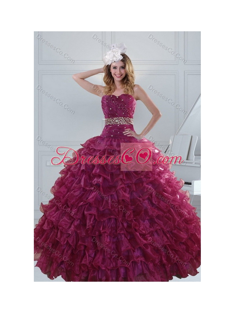 Perfect Beading and Ruffles Quinceanera Dress with Floor Length
