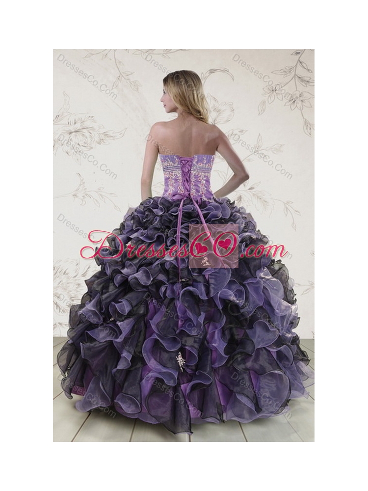 Pretty  Sweet Sixteen Dress with Appliques and Ruffles