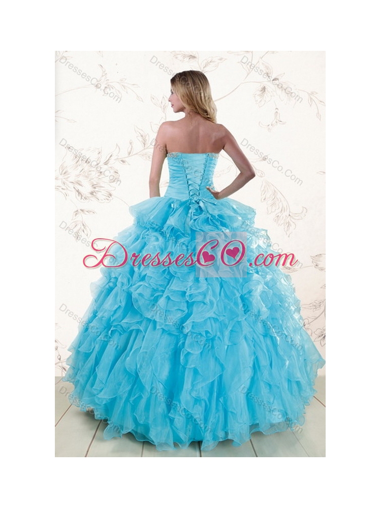 Pretty Baby Blue  Prefect Sweet Sixteen Dress with Beading and Ruffles