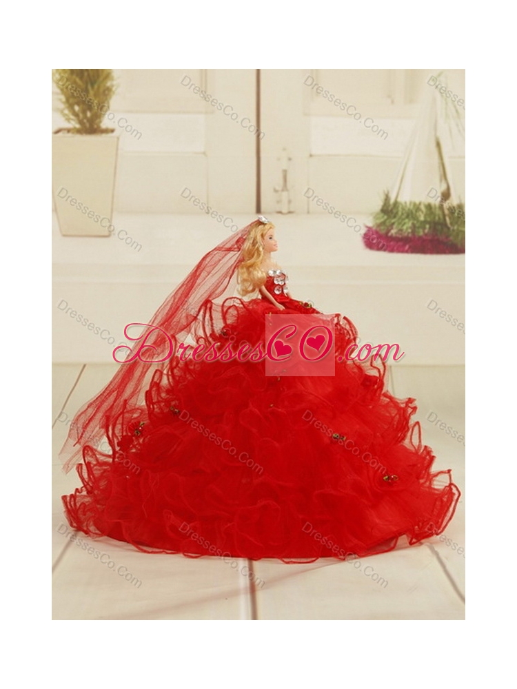 Pretty Detachable Appliques and Pick Ups Quinceanera Dress in Red