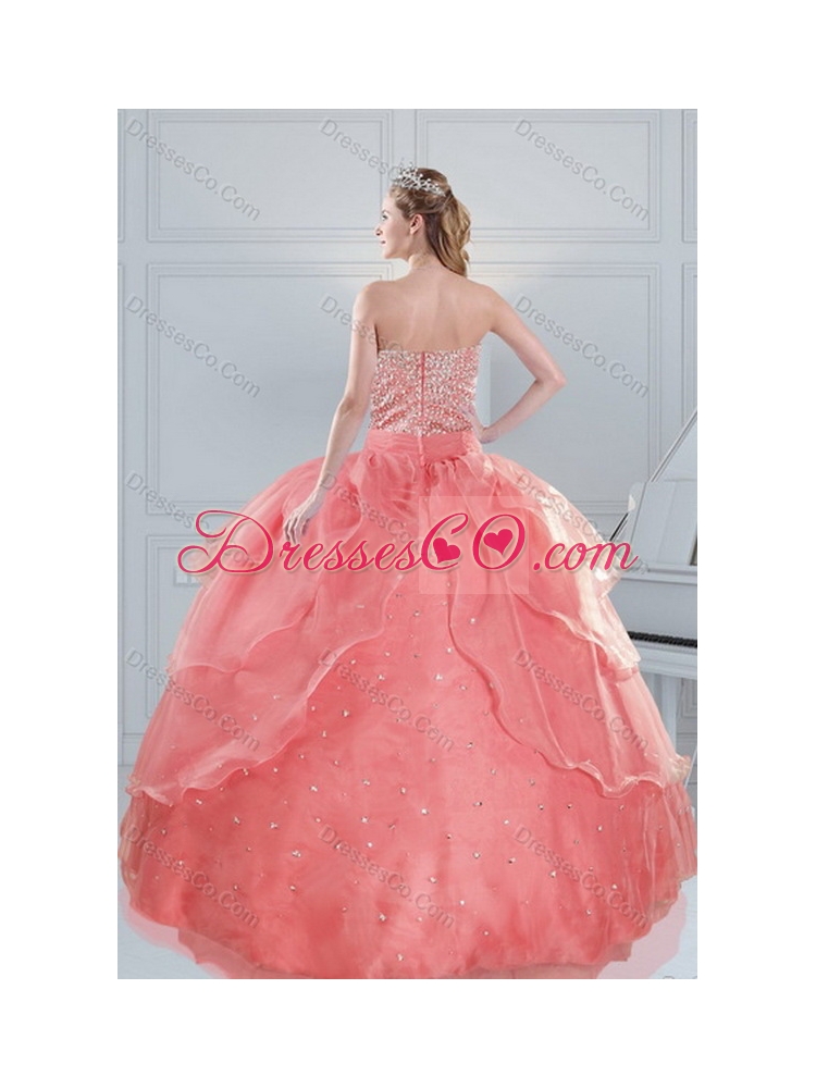 Fabulous and Unique Watermelon Quinceanera Dress with Beading