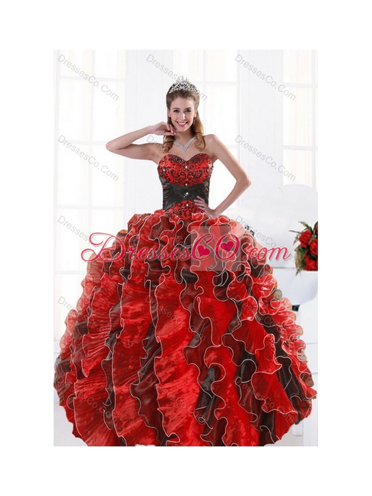 Modern and Unique Multi Color Beading and Ruffles Dress Quince