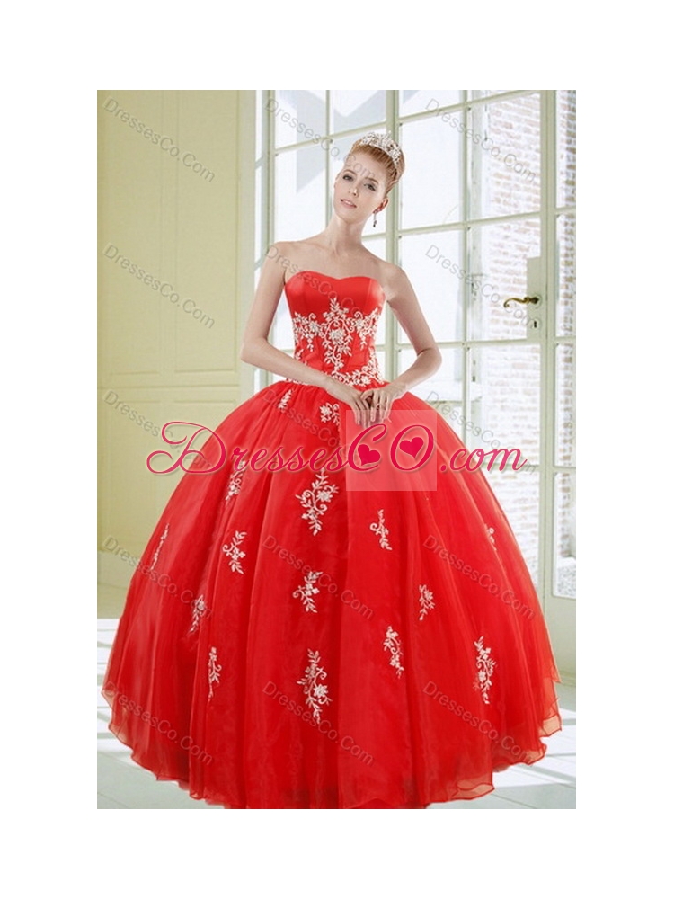 Popular and Unique Red Quinceanera Dress with Appliques