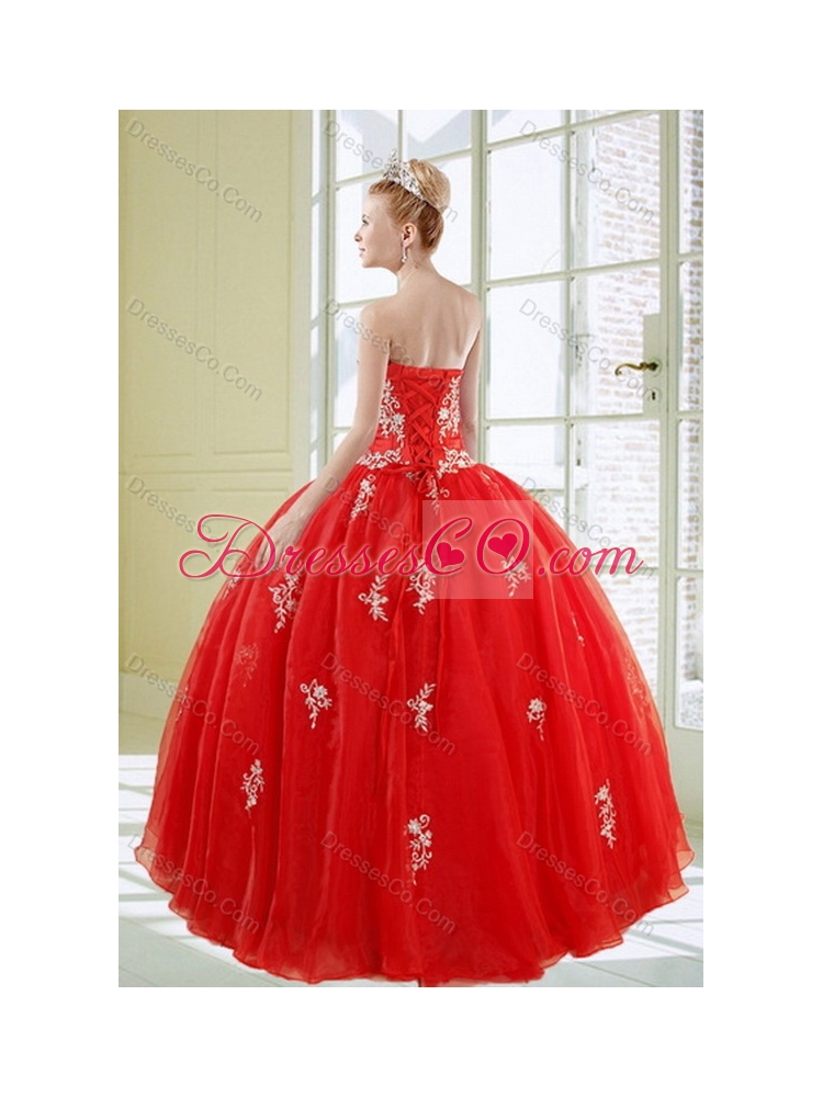 Popular and Unique Red Quinceanera Dress with Appliques