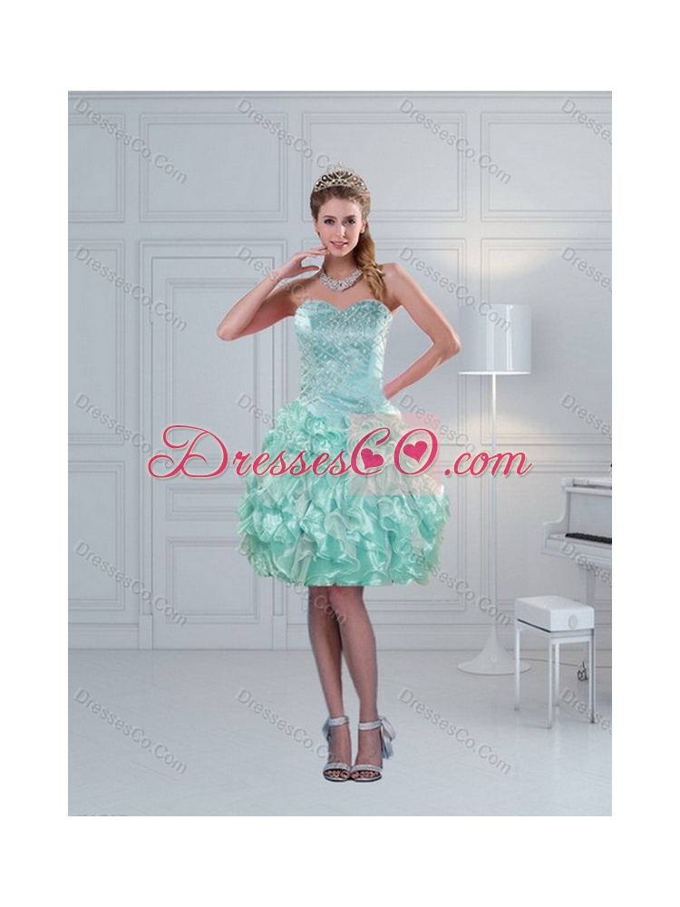 Pretty Aqual Blue Quinceanera Dress with Beading and Ruffles