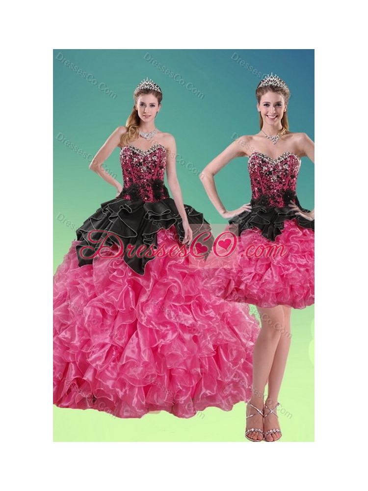 Pretty Beading and Ruffles Quince Dress in Multi Color