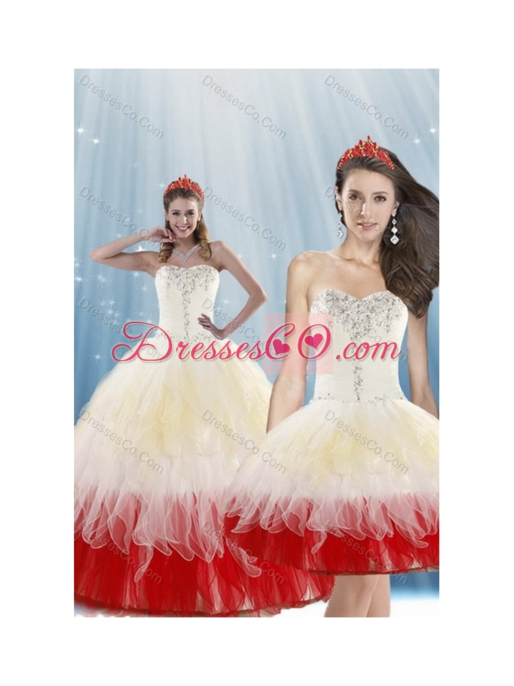 Pretty Multi Color Quince Dress with Beading