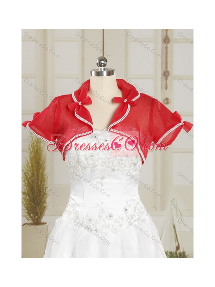 Pretty New Style Red Quince Dress with Beading and Ruffles