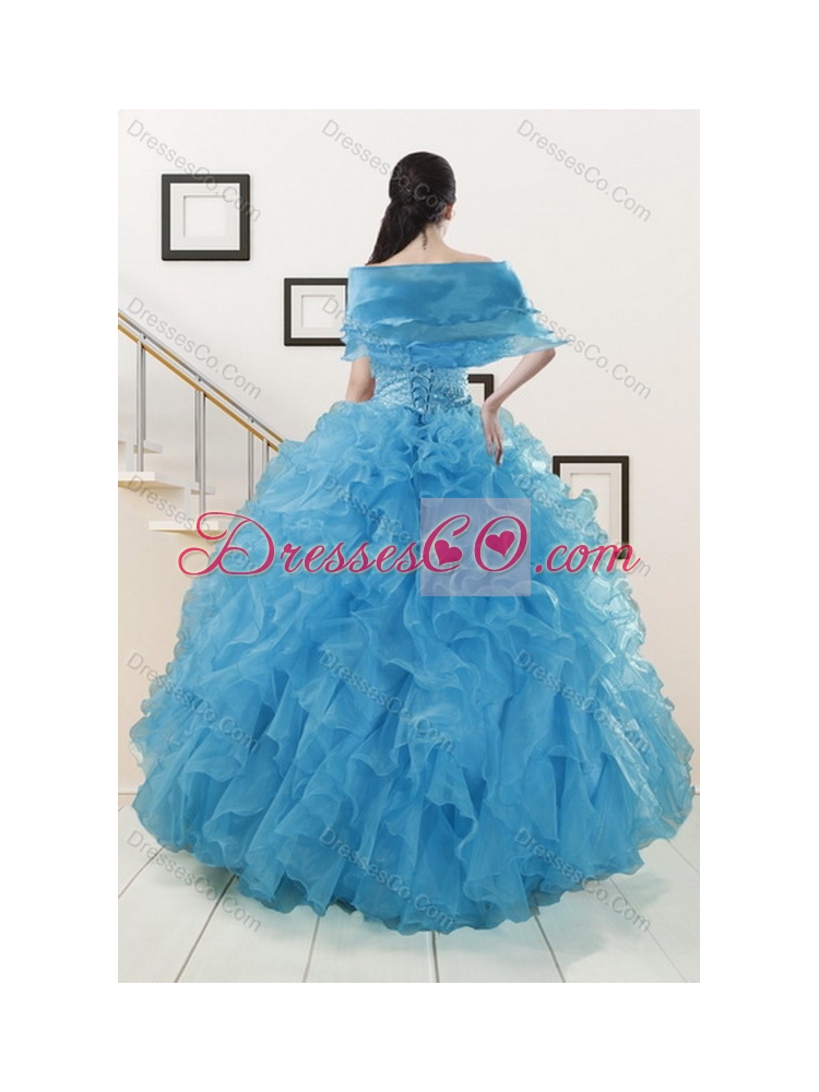 Pretty Strapless Sweet 15 Dress with Beading and Ruffles