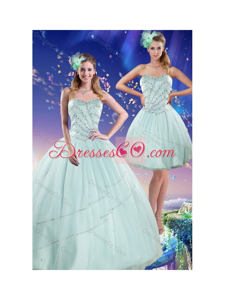 Beautiful and Unique  Apple Green Strapless Quinceanera Dress with Beading