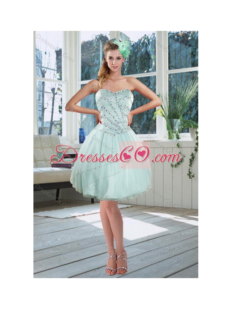 Beautiful and Unique  Apple Green Strapless Quinceanera Dress with Beading