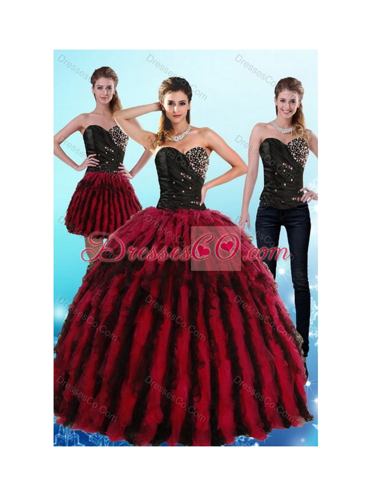 Flirting Multi Color Pretty Sweet Sixteen Dress with Ruffles and Beading