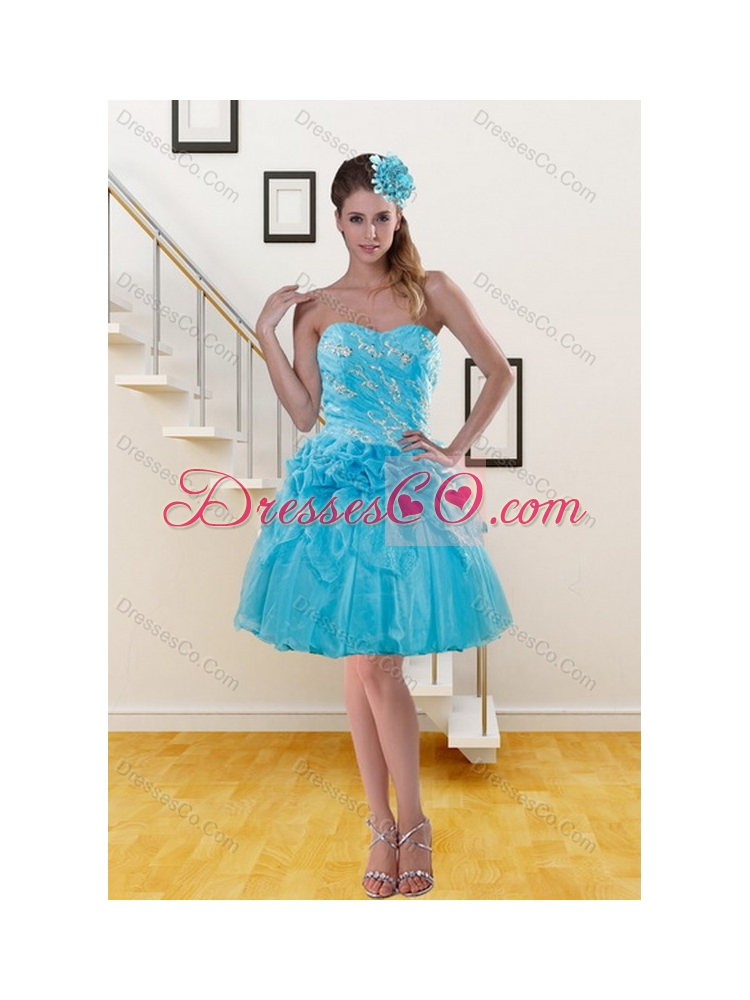 Sophisticated and Unique Teal Quince Dress with Embroidery and Pick Ups