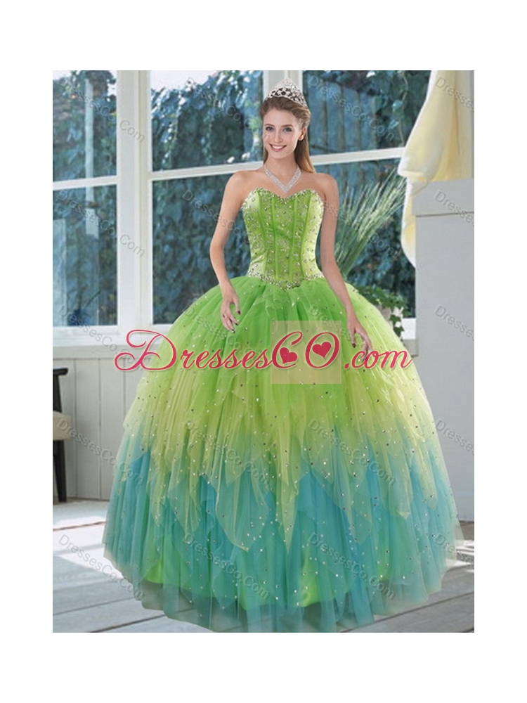 The Most Popular and Unique   Appliques and Ruffles Sweet 15 Dress