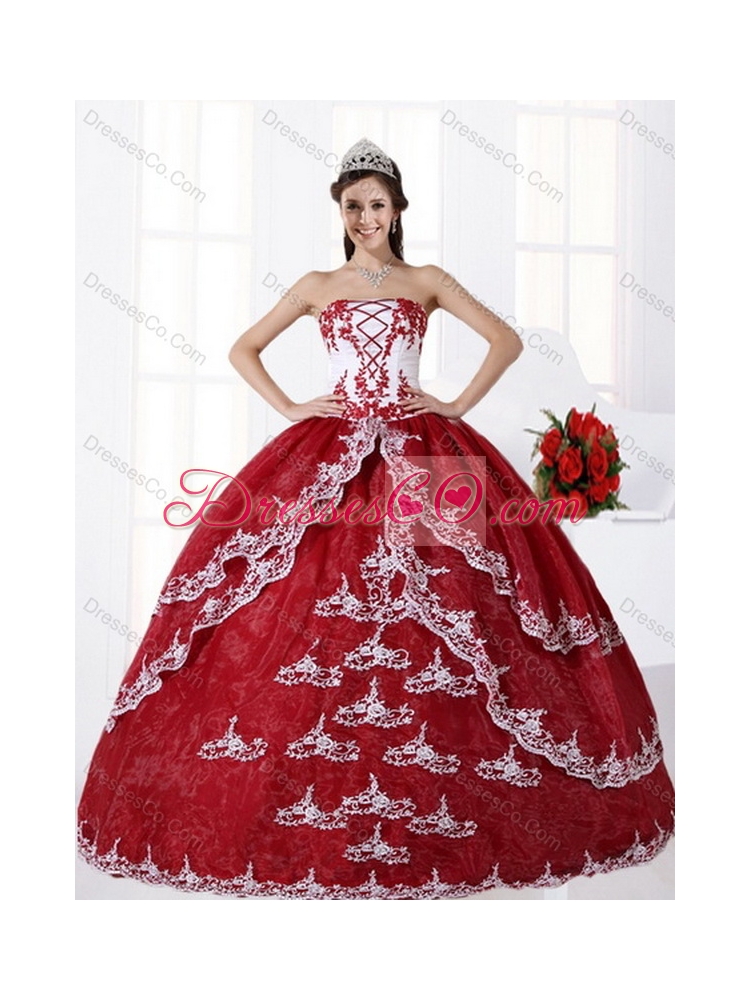 Unique Multi Color Strapless Quinceanera Dress with Embroidery for